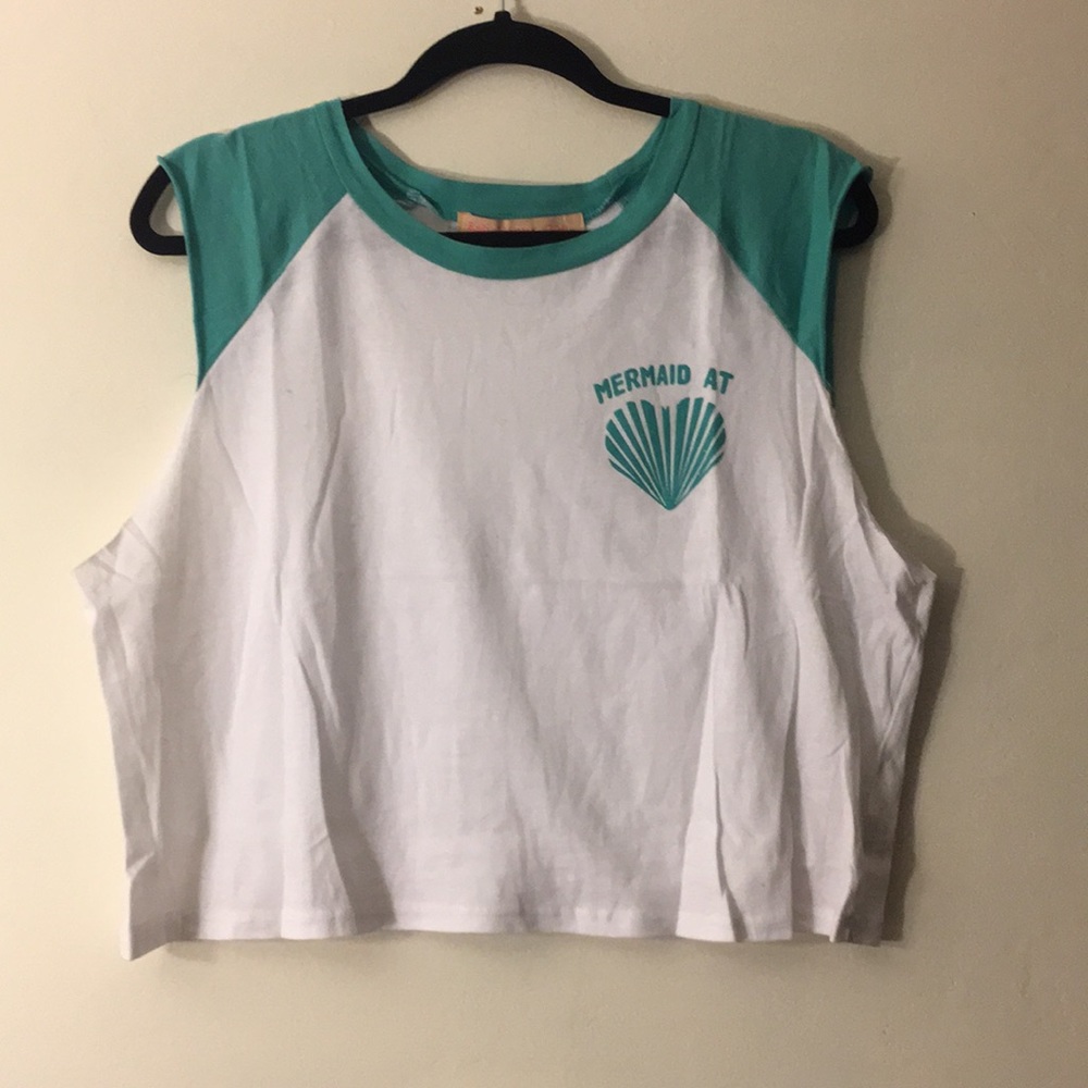 NWOT mermaid at heart cropped muscle tee